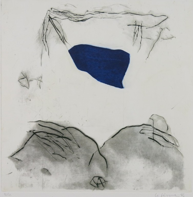 Charlotte le Fevre: Drogenaald, Abstracte compositie in zwart en blauw verkocht voor € 50!
