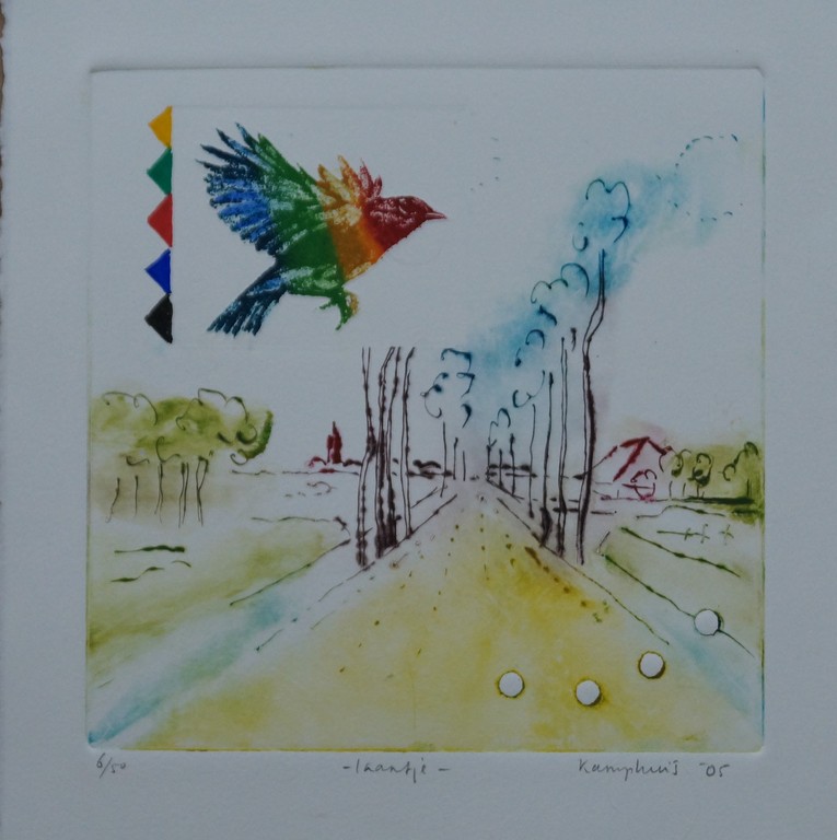 Gerart Kamphuis - gesigneerde ets - Laantje - 2005 kopen? Bied vanaf 8!
