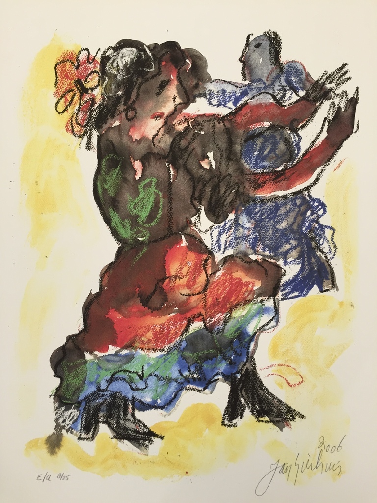 JAN SIERHUIS Originele E/A Piezo/Zeefdruk  Titel: De Dans 2006 verkocht voor € 82!