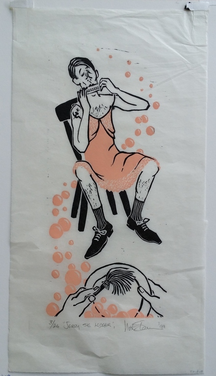 Onbekende kunstenaar - lino op rijstpapier - Jerry the Lodger kopen? Bied vanaf 1!