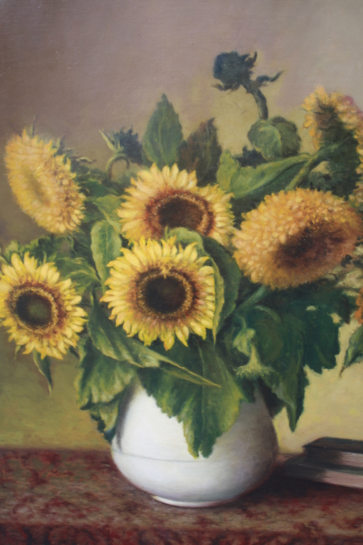 Groot bloemen schilderij ZONNEBLOEMEN door WILLEM RAAPHORST kopen? Bied vanaf 220!