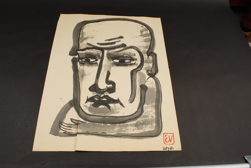 ERNST VIJLBRIEF (1934-2010) portret inkt op papier kopen? Bied vanaf 1!