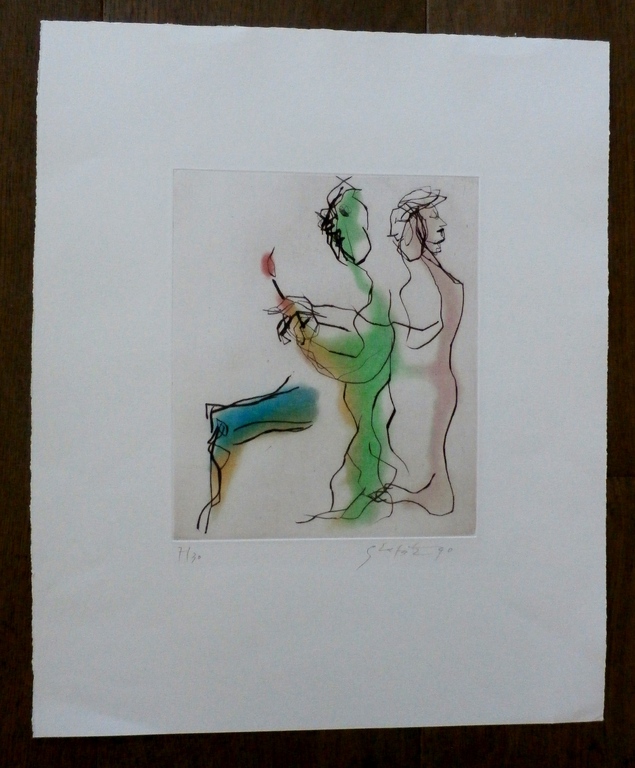 Ger Lataster - ets/aquatint: 2 figuren II - 1990 kopen? Bied vanaf 125!