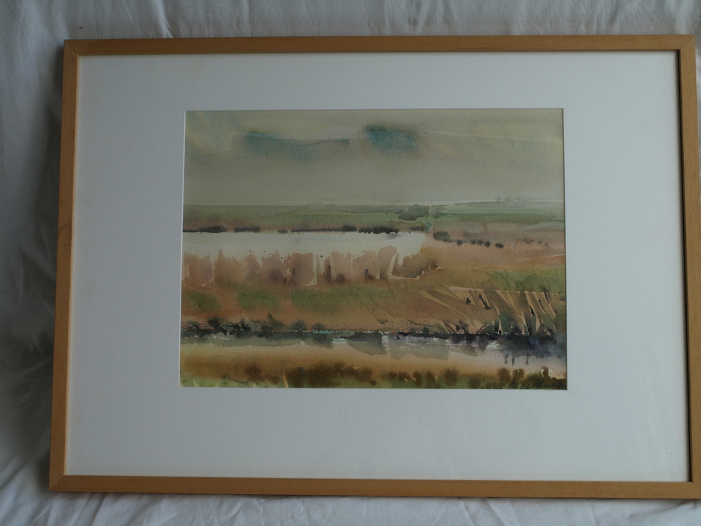 Frederik Beerbaum : Aquarel – Landschap I – gesigneerd & ingelijst – ca 1975  kopen? Bied vanaf 75!