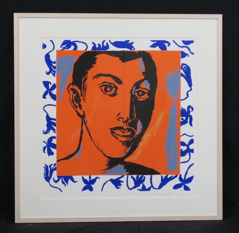 Marianne Haselhoff: Zeefdruk, Z. t. (oranje hoofd) - Ingelijst kopen? Bied vanaf 20!