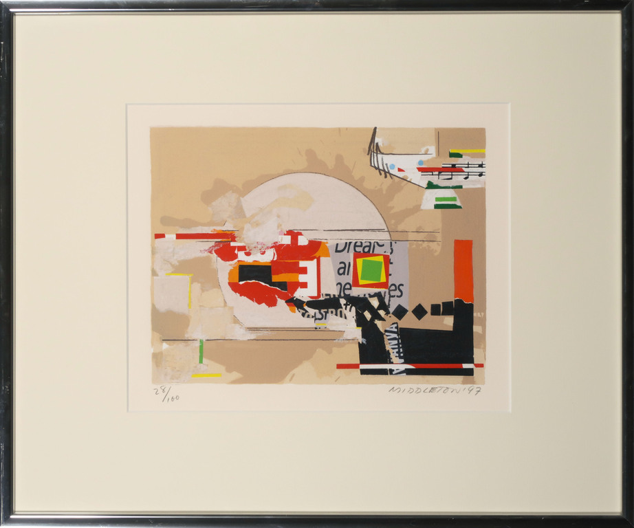 Sam Middleton - Sam Middleton: Zeefdruk, Composition I - Ingelijst verkocht voor € 80!