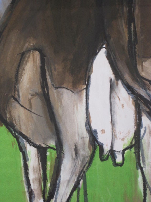 Grote gemengde techniek voorstelling "KOE" van Ellen Meuwese (1948-) gesigneerd  kopen? Bied vanaf 1!