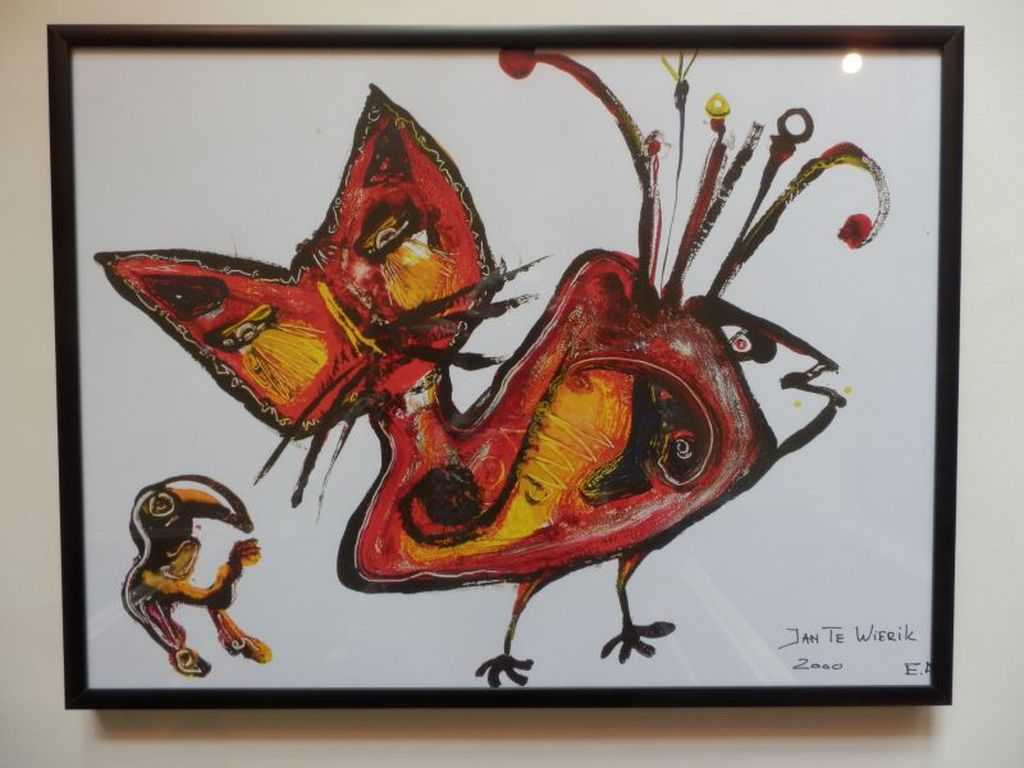 JAN TE WIERIK  Off-Set Litho   VREEMDE FIGUREN  Handgesigneerd en Ingelijst verkocht voor € 75!