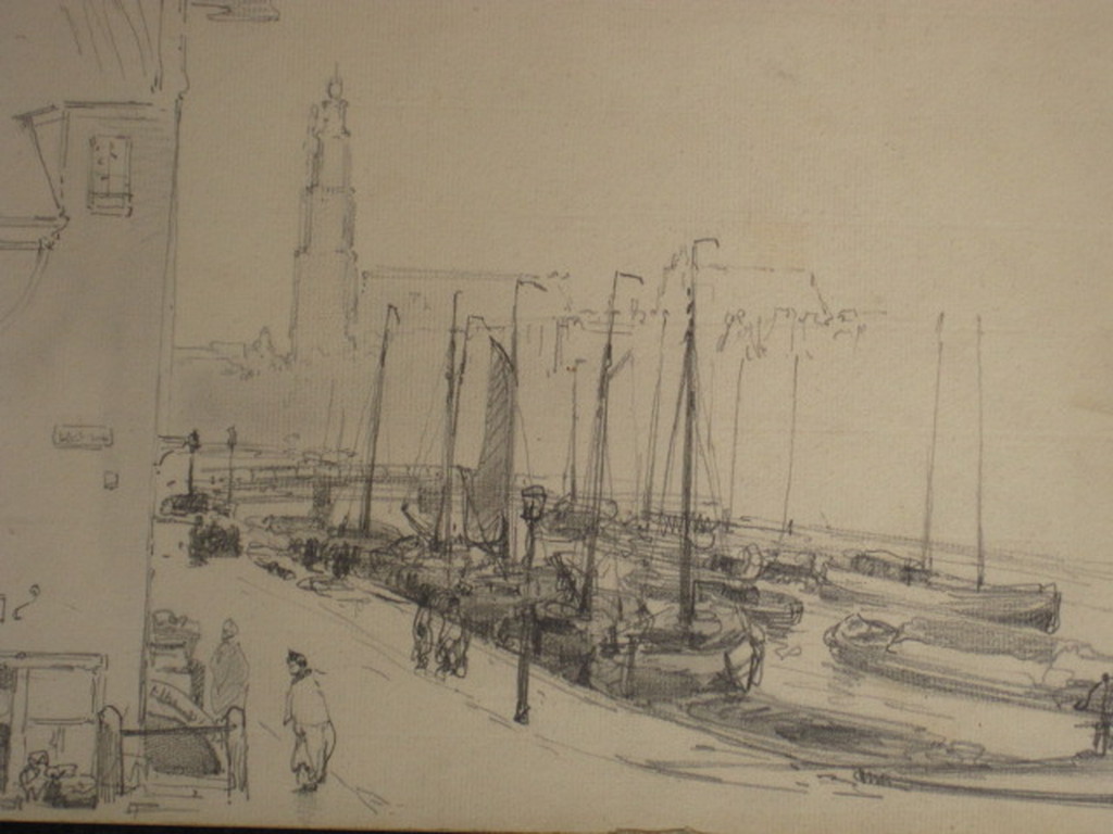 Fraaie potloodtekening G.LKiers 1838-1916 "Amsterdam Prinsengracht Westertoren"  kopen? Bied vanaf 1!
