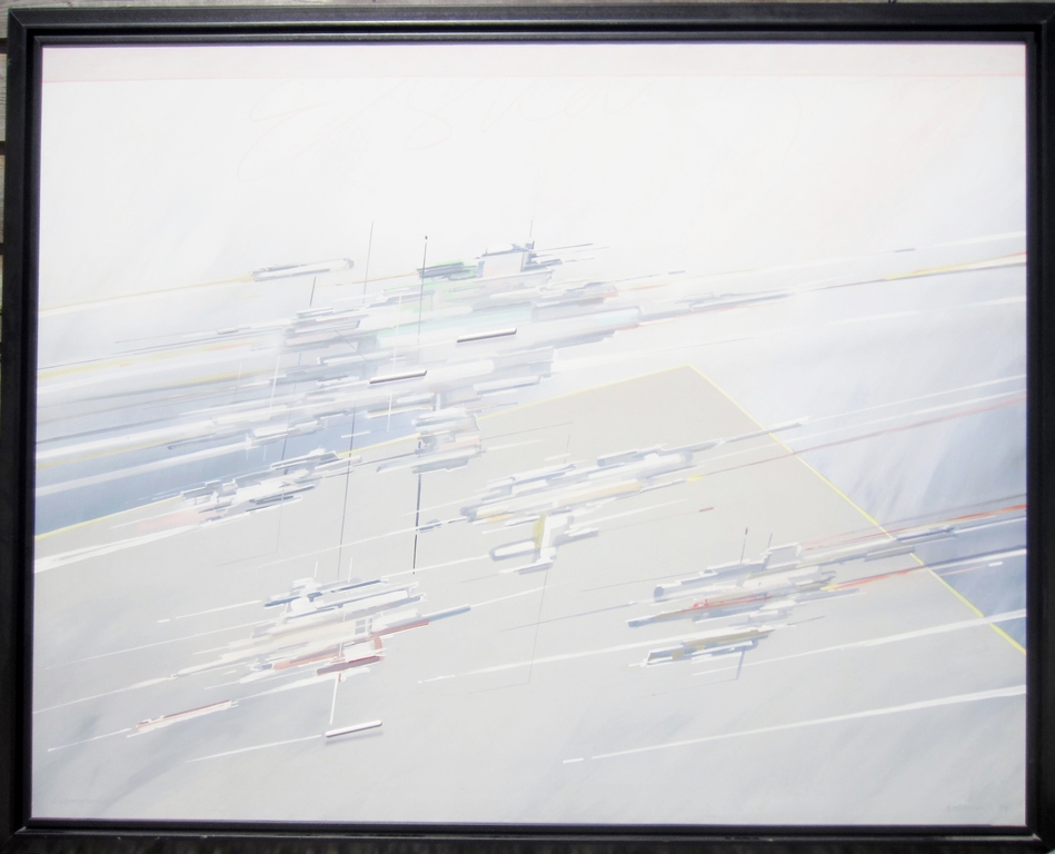 Gerard Vollenbrock (1949) - Futuristisch olieverfschilderij met lijst (XL) kopen? Bied vanaf 1!