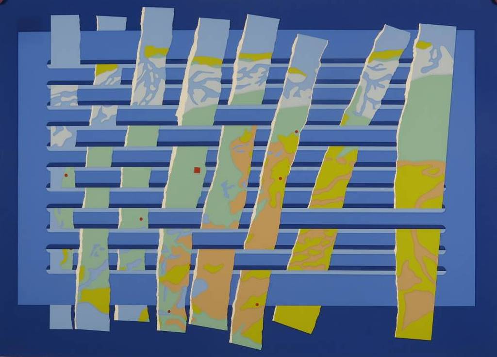 Lode Pemmelaar: Zeefdruk, Gescheurde stroken van een kaart kopen? Bied vanaf 70!