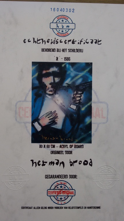 Herman Brood origineel schilderij, X, 1986, TOPWERK, gesigneerd + HBM cert. kopen? Bied vanaf 1800!