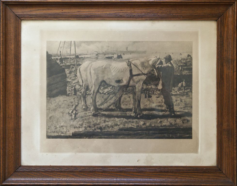 Litho of heliogravure "Paarden bij de Haven". kopen? Bied vanaf 1!