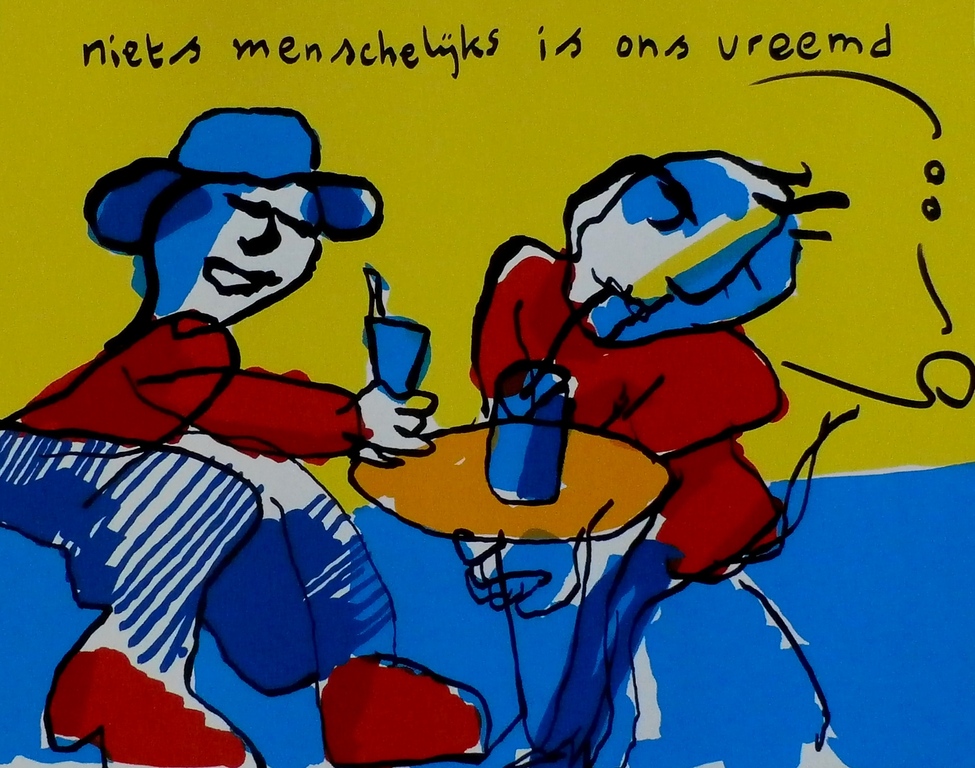Herman Brood - grote zeefdruk: Niets menschelijks is ons vreemd - gesigneerd verkocht voor € 225!