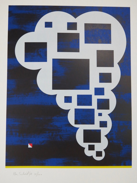 Han Schuil: Zeefdruk, Zonder titel - Ingelijst verkocht voor € 40!