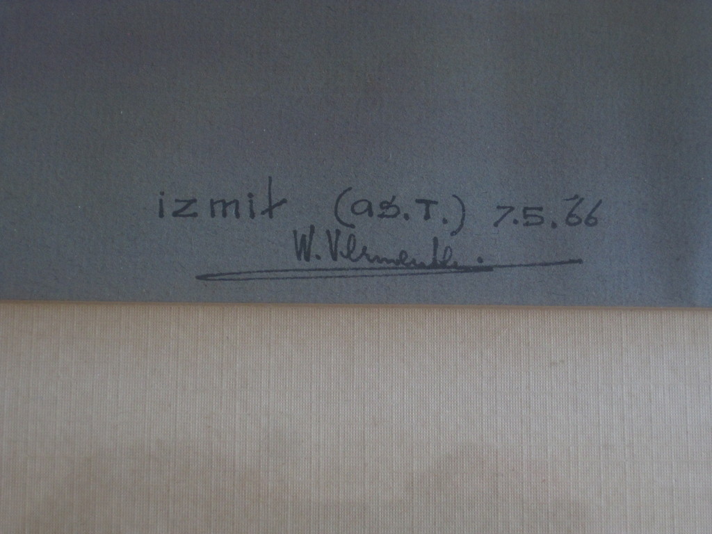 Fraaie pastel "bootjes bij Izmit Turkije"gesign W. Vermeulen 7 / 5 1966  kopen? Bied vanaf 1!