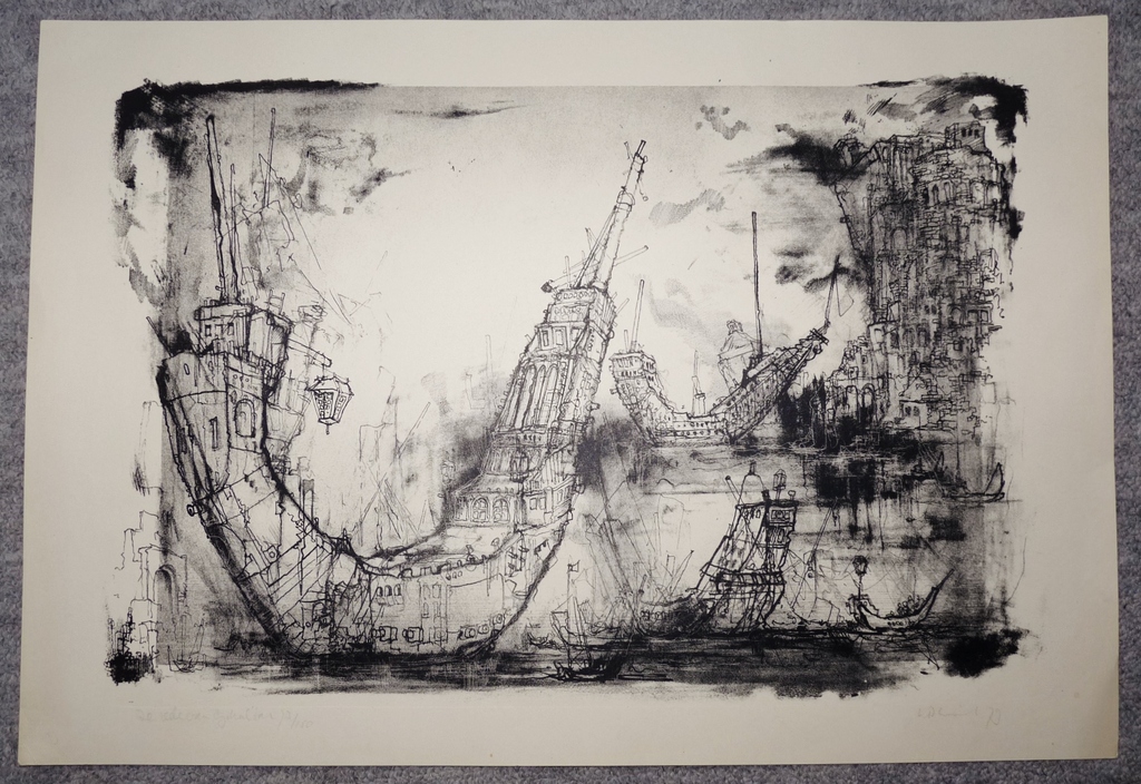 Dirkje Kuik, Litho, De rede van Gibraltar, gesigneerd 1979 kopen? Bied vanaf 100!