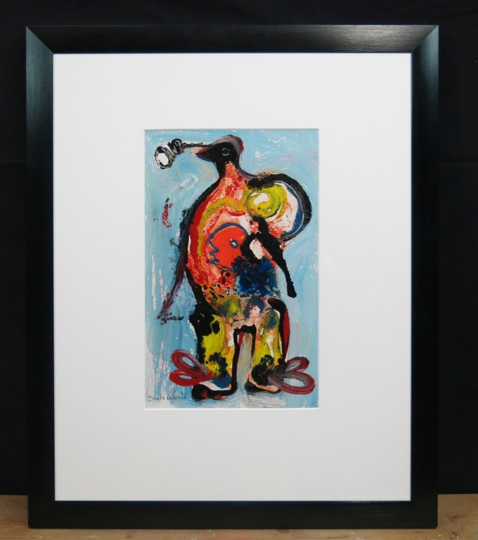 Jan te Wierik: Gemengde techniek op papier, Figuur - Ingelijst kopen? Bied vanaf 300!