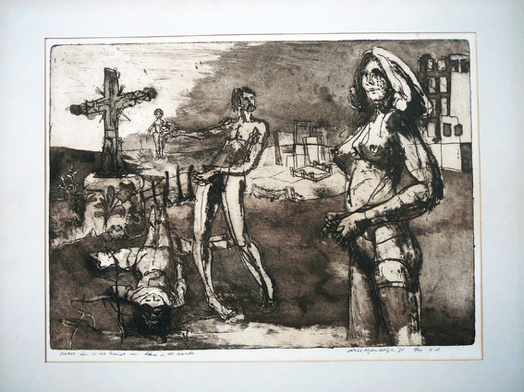 Arie Meuldijk - Arie Meuldijk: 'Beter één in de hand dan tien in de aarde' -ets 1971- kopen? Bied vanaf 1!