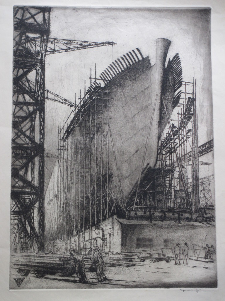 Gerrit van Duffelen, Scheepsbouw in het dok, Ets kopen? Bied vanaf 30!
