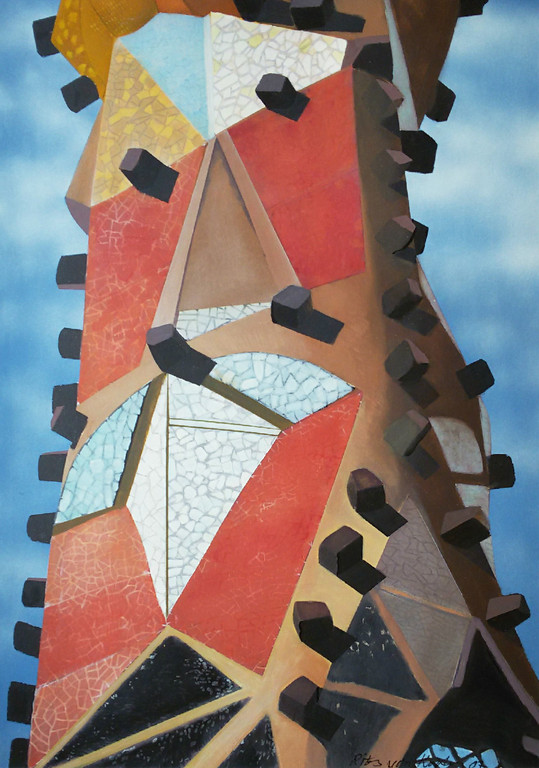 Rits van Kooten -  La Sagrada Familia, olieverf (mooi ingelijst, zeer groot) verkocht voor € 350!