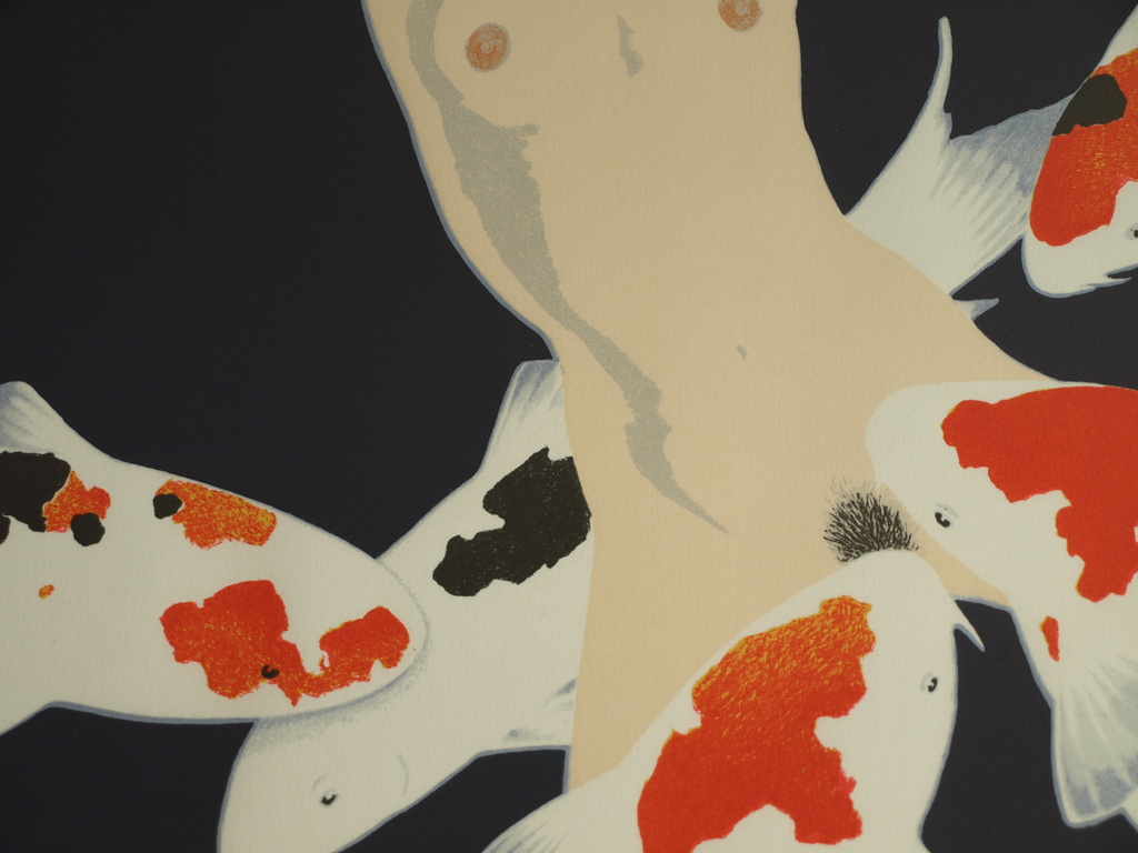 FERRY BERTHOLET (1952)-Zeefdruk –Japans naakt met koi karpers–Gesigneerd-1986 kopen? Bied vanaf 75!