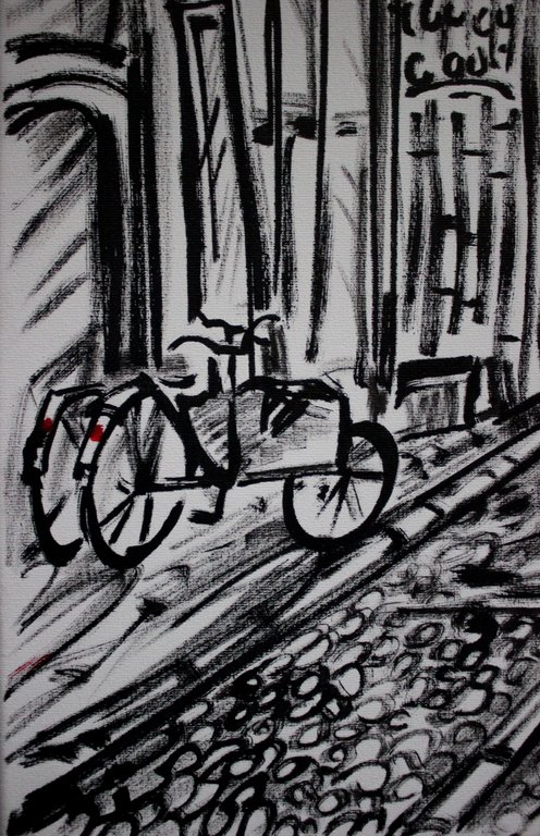 Elena Polyakova: Acrylverf , Een straat met Westerkerk in Amsterdam kopen? Bied vanaf 95!