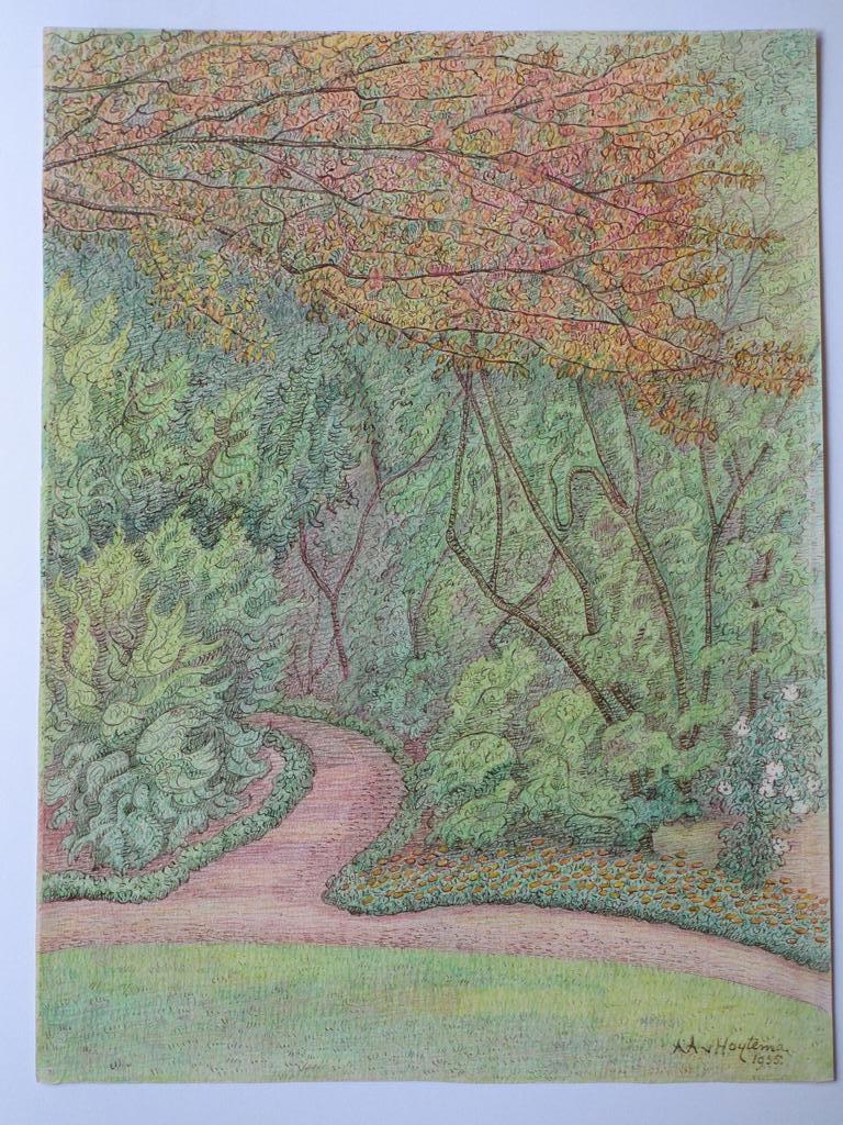 Antoinette van Hoytema, Bloeiende tuin, Gemengde techniek kopen? Bied vanaf 45!