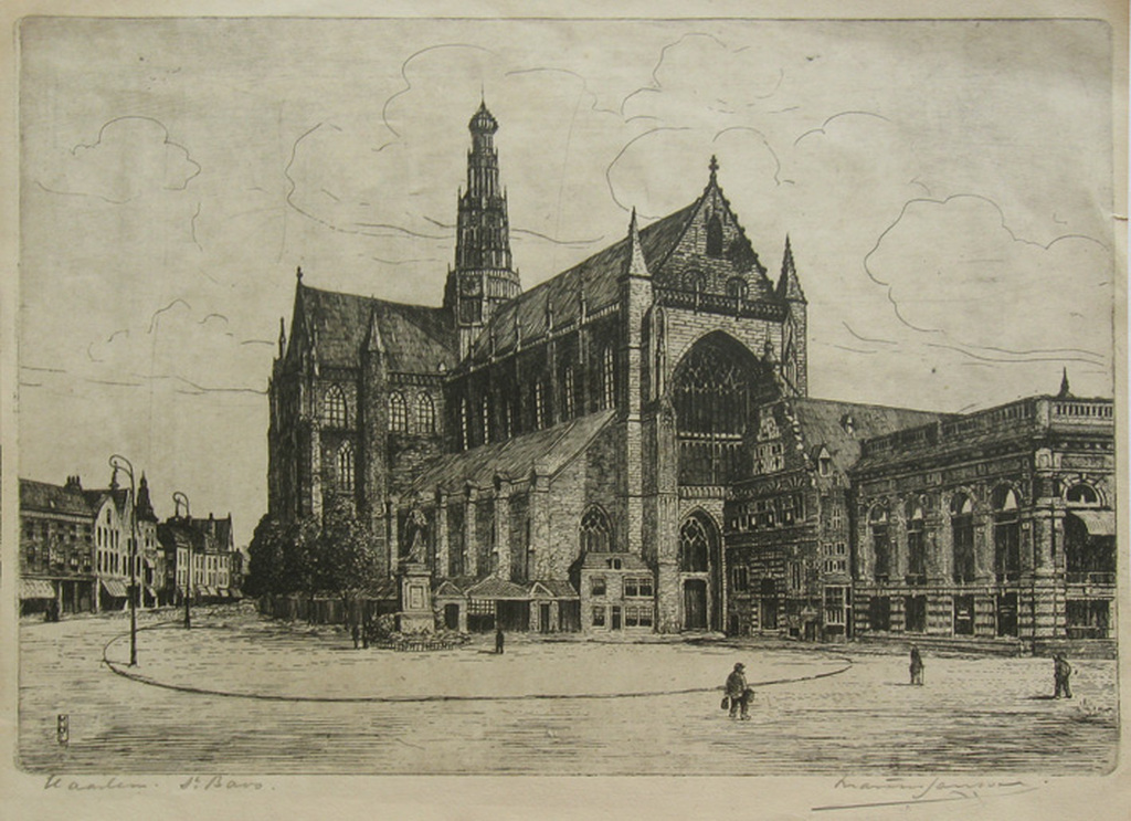Marius Janssen - ets - Haarlem St.Bavo verkocht voor € 35!