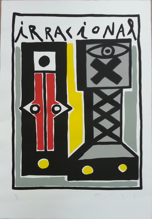  kunstenaar onbekend, wel gesigneerd, zeefdruk op papier, titel:  kopen? Bied vanaf 20!