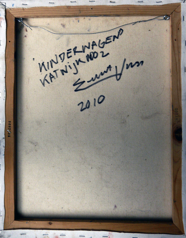 Ernst Voss: Kinderwagen Katwijk No.2 - olieverf op doek - gesigneerd kopen? Bied vanaf 350!