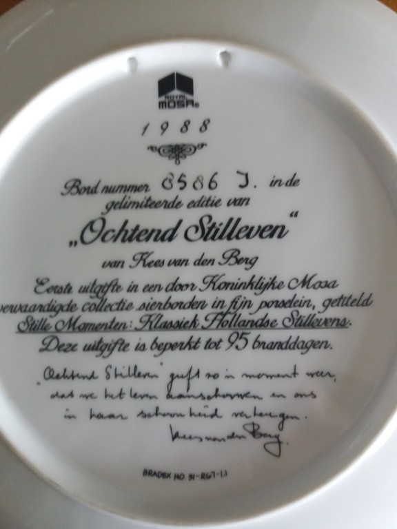 Sierbord Koninklijke MOSA Kees van den Berg - Ochtend Stilleven kopen? Bied vanaf 50!