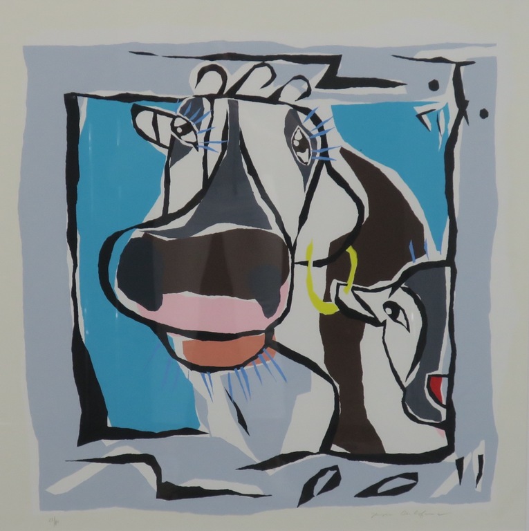 Jeroen Gerlofsma: Zeefdruk, Koe - Ingelijst kopen? Bied vanaf 1!