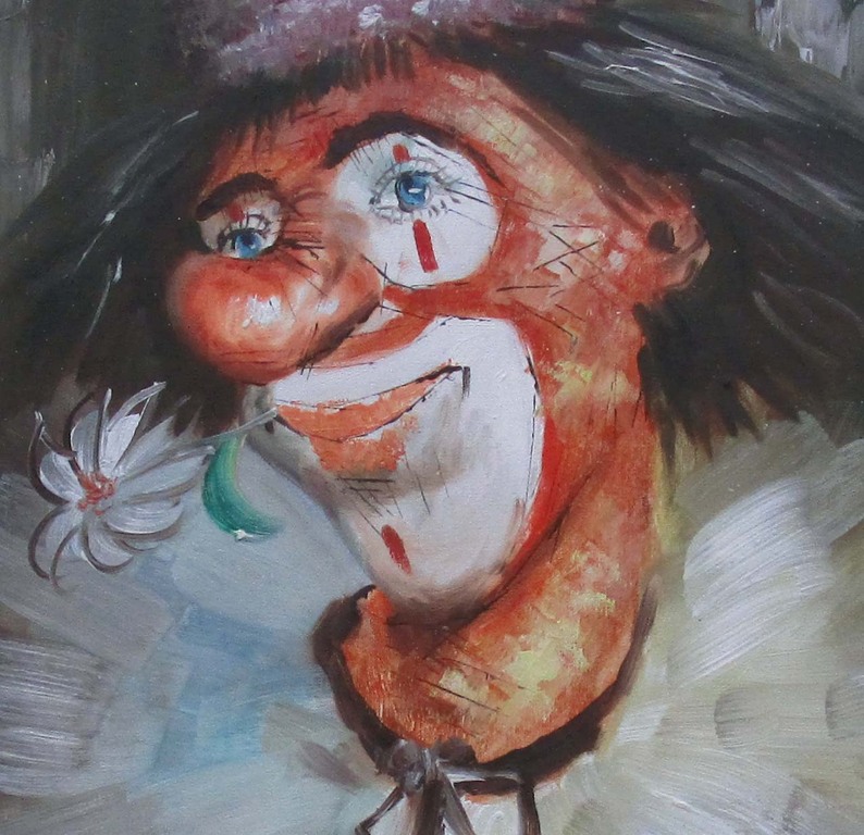 N.J. Simons, Acrylverf op doek, Clown kopen? Bied vanaf 15!