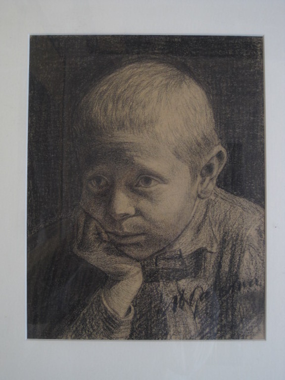 Mooie Arjen Galema 1886-1974 houtskooltekening "Boerenjongen" gesigneerd  kopen? Bied vanaf 1!