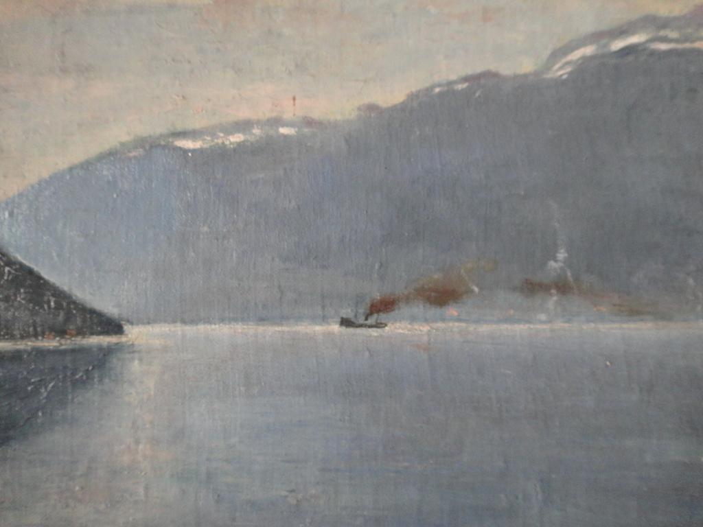 Johannes Baptista Crol, olieverf op doek op board, 'stoomboot in fjord'. kopen? Bied vanaf 1!