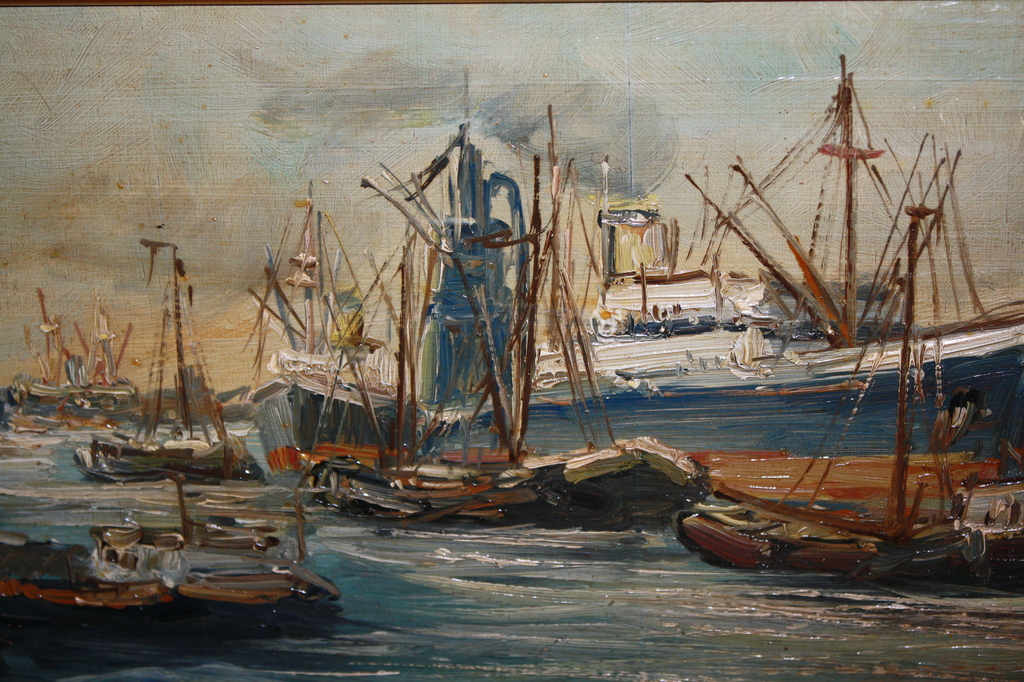 Louis van der Pol - HAVENGEZICHT met VISSERSVLOOT verkocht voor € 119!