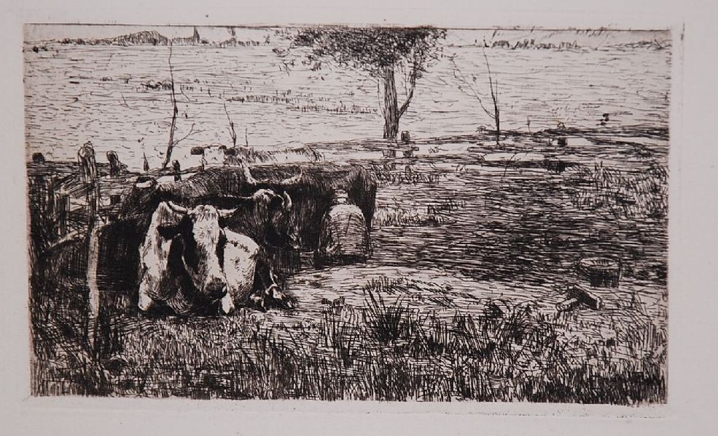 Willem de Zwart: Ets: Koeien in Weide uit 1889 verkocht voor € 60!