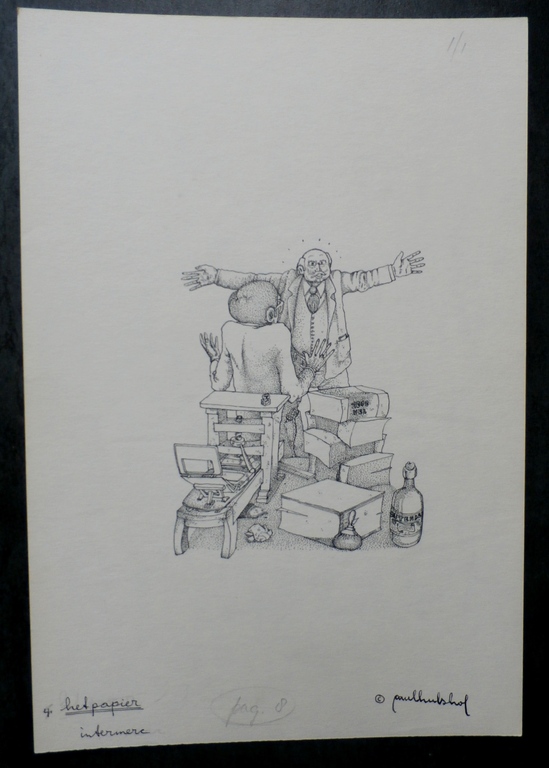 Paul Hulshof - inkttekening: het papier - 1973 kopen? Bied vanaf 10!