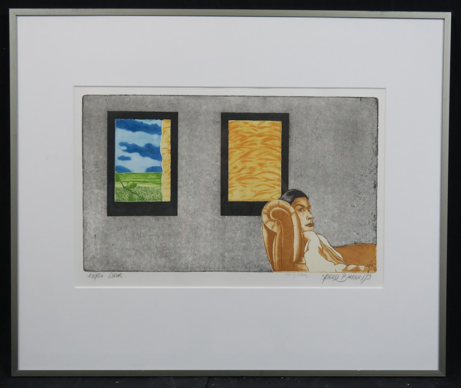 Sjoerd Bakker: Ets, Hooi - Ingelijst verkocht voor € 50!