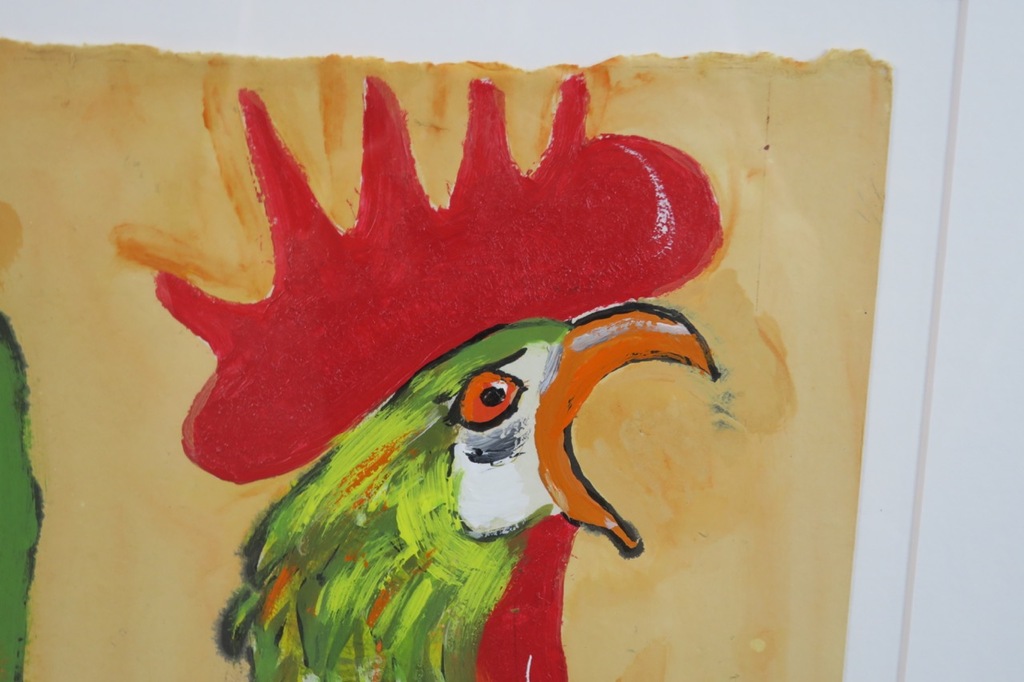 Hans Stoevenbelt: Gemengde techniek op papier, Haan - Ingelijst kopen? Bied vanaf 40!