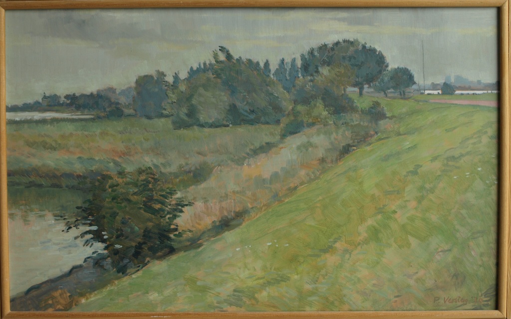 Paul Versteeg : Acrylverf op board , Diemerzeedijk – Gesigneerd - Ingelijst–1978 verkocht voor € 45!