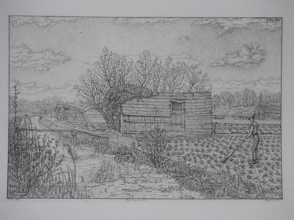 Rudolf Bremmer, Tuin met tuinder, Litho kopen? Bied vanaf 30!
