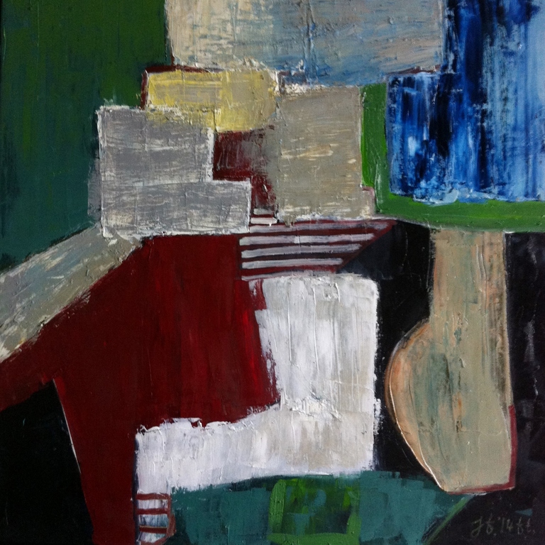 "Composition no. 19" Abstract werk -John Foppen- Olieverf op Canvas- Gesigneerd verkocht voor € 225!