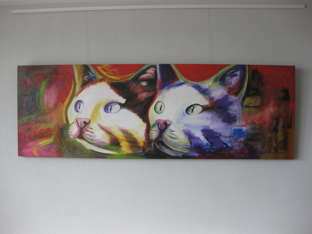 Claus Costa, Acryl, Poezen kopen? Bied vanaf 400!