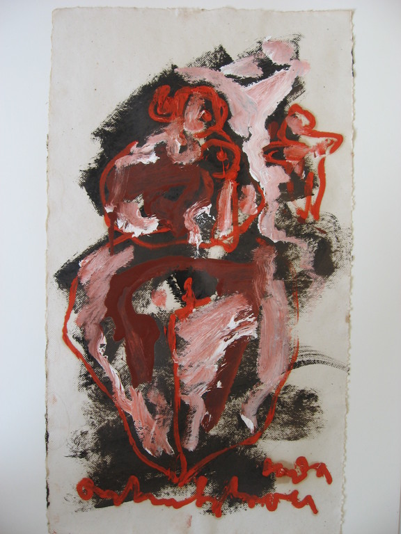 Anton Heyboer: Gouache, 'Moeder en Kind', 1989 verkocht voor € 299!