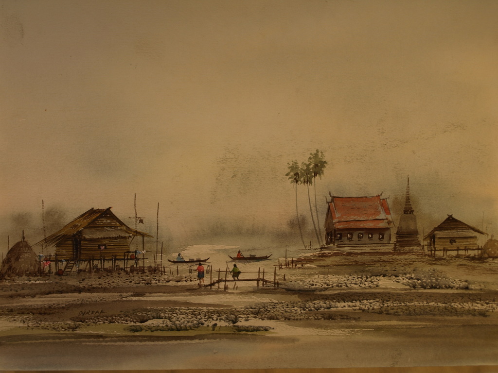 Thaise kunstenaar – Aquarel – Dorpje in Thailand – Gesigneerd - 1979  kopen? Bied vanaf 1!
