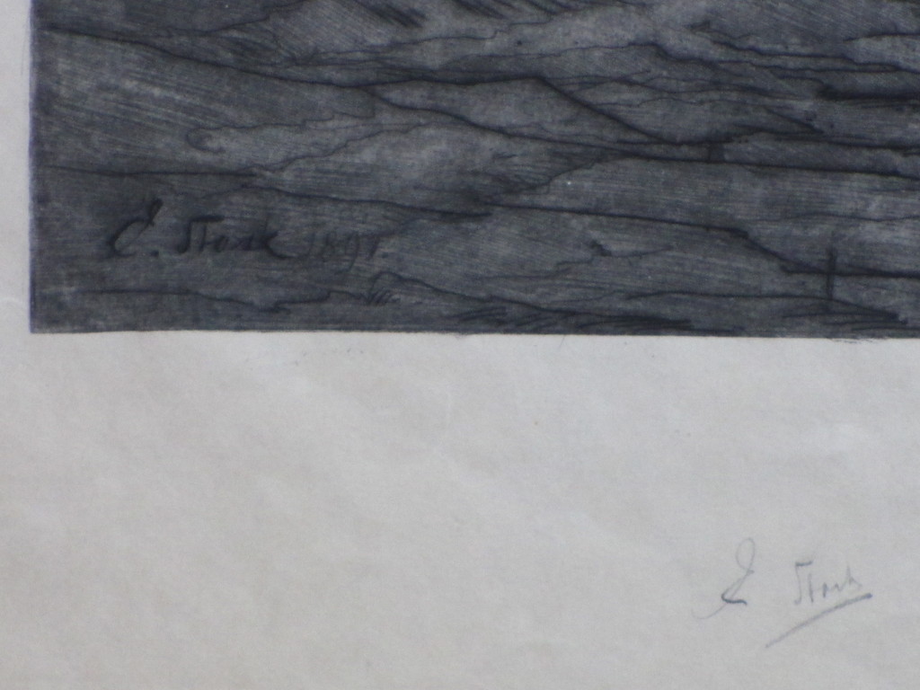 Elias Stark, Aan de oevers van de Tiber, Ets 1891 kopen? Bied vanaf 45!