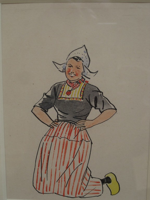 toegeschr. W. Sluiter "Volendam volksdansen" aquarel op papier  kopen? Bied vanaf 1!