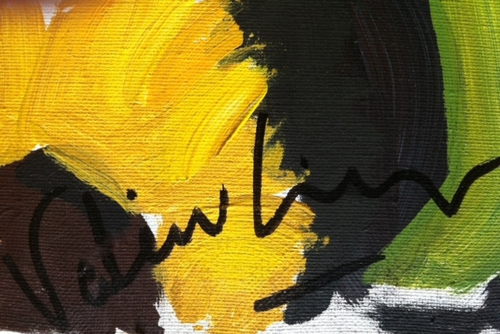 Olieverf schilderij ZONNEBLOEMEN -Brigitte Valin- Frankrijk 73 X 60 cm. kopen? Bied vanaf 35!